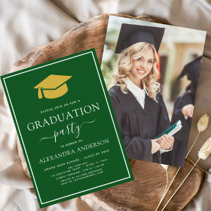 Green Gold Foto Picture Inv 2024 Graduation Party Einladung
