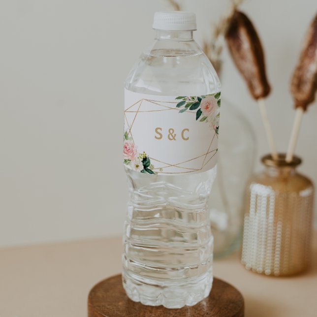 Green & Gold Geometric Water Flasche Label (Von Creator hochgeladen)