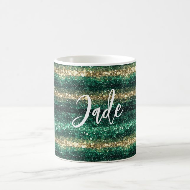 Green Gold Glitter Christmas Kaffeetasse (Mittel)