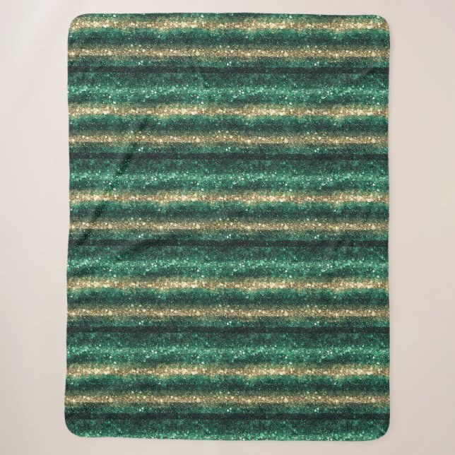 Green Gold Glitter Christmas Sherpadecke (Vorderseite)
