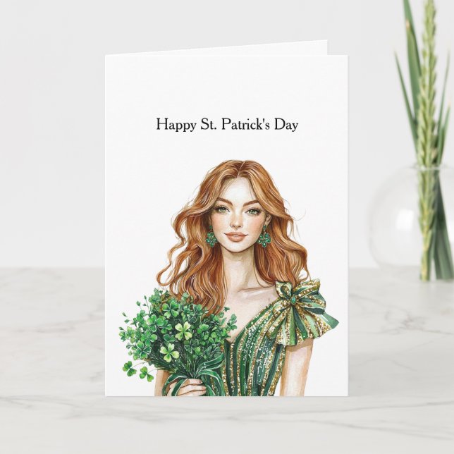 Green Gold Glitz Shamrock St. Patrick's Day Karte (Vorderseite)