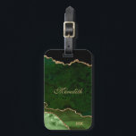 Green Gold Glitzer Agate Personalisiert Gepäckanhänger<br><div class="desc">Chic smaragdgrün agate mit Gold Glitzer Linien Personalisierten Gepäckanhänger leicht, um Ihren Namen und mit Monogramm Initialen in hellen goldfarbenen Schrift hinzuzufügen. Erstellt durch © Lesruba Designs.</div>