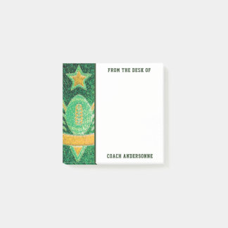 Green Gold Glitzer American Football Coach Vathers Post-it Klebezettel