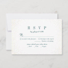 Green Gold Glitzer Ausgeklügelte Monogram Hochzeit RSVP Karte