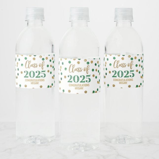 Green Gold Glitzer Class 2025 Abschluss (Flaschen)