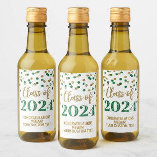 Green Gold Glitzer Confetti Abschluss Weinetikett
