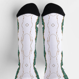 Green Gold Glitzer Weiße Socken