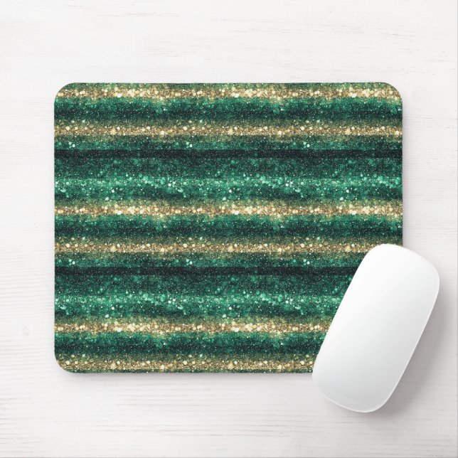 Green Gold Glitzy St. Patrick's Day Glitter Mousepad (Mit Mouse)