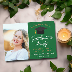 Green Gold Graduate Foto 2025 Graduation Party Einladung