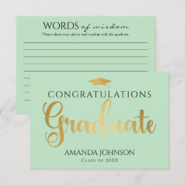 Green Gold Graduate Words of Wisdom Abschluss Begleitkarte