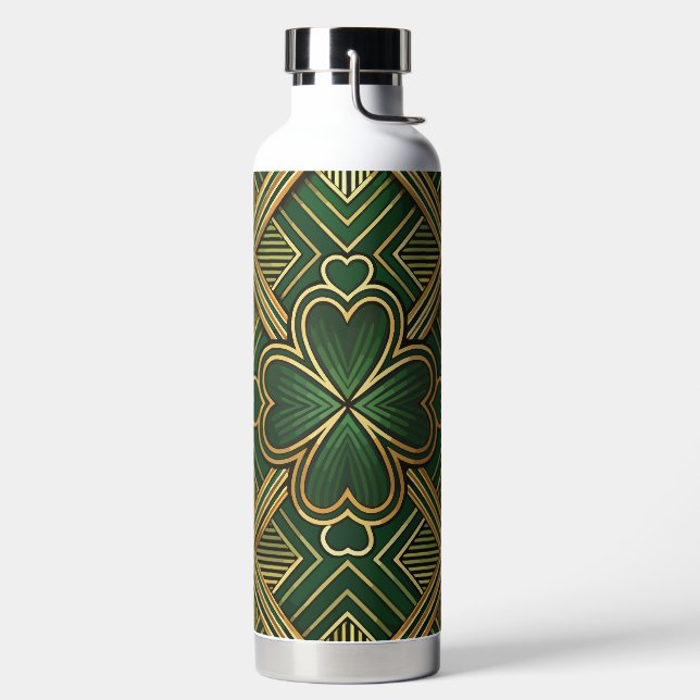 GREEN & GOLD IRISH ART DECO PATTERNS TRINKFLASCHE (links)