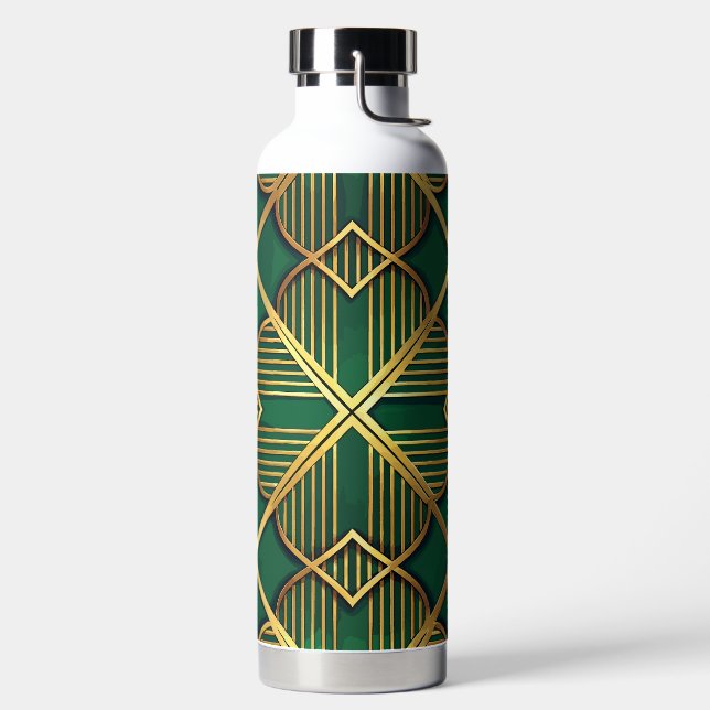 GREEN & GOLD IRISH ART DECO PATTERNS TRINKFLASCHE (links)
