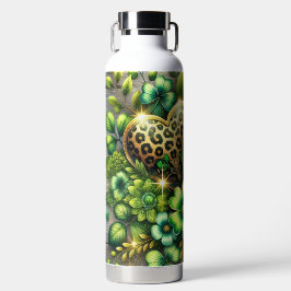 GREEN & GOLD IRISH HEARTS AND FLOWERS TRINKFLASCHE