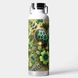 GREEN & GOLD IRISH HEARTS AND FLOWERS TRINKFLASCHE