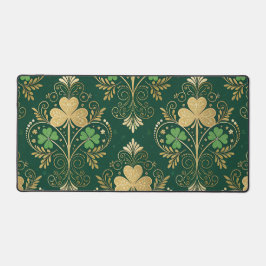 GREEN & GOLD IRISH SHAMROCKS AND FLOURISHES SCHREIBTISCHUNTERLAGE