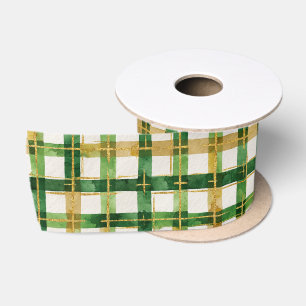Green Gold Karierte Weihnachtsfeiern Satinband