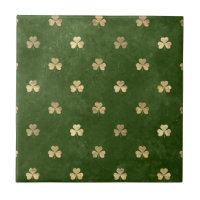 Green & Gold Kleeblatt Muster Irish Keramik Tiles