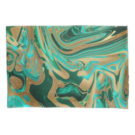 Green & Gold Liquid Marmor Kissenbezug