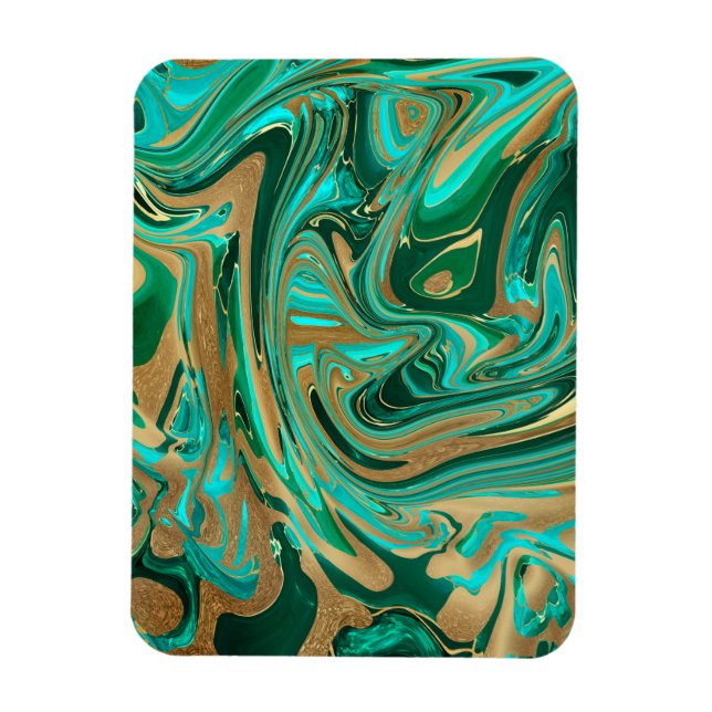 Green & Gold Liquid Marmor Magnet (Vertikal)