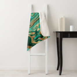 Green & Gold Liquid Marmor Sherpadecke