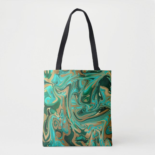 Green & Gold Liquid Marmor Tasche (Vorderseite)