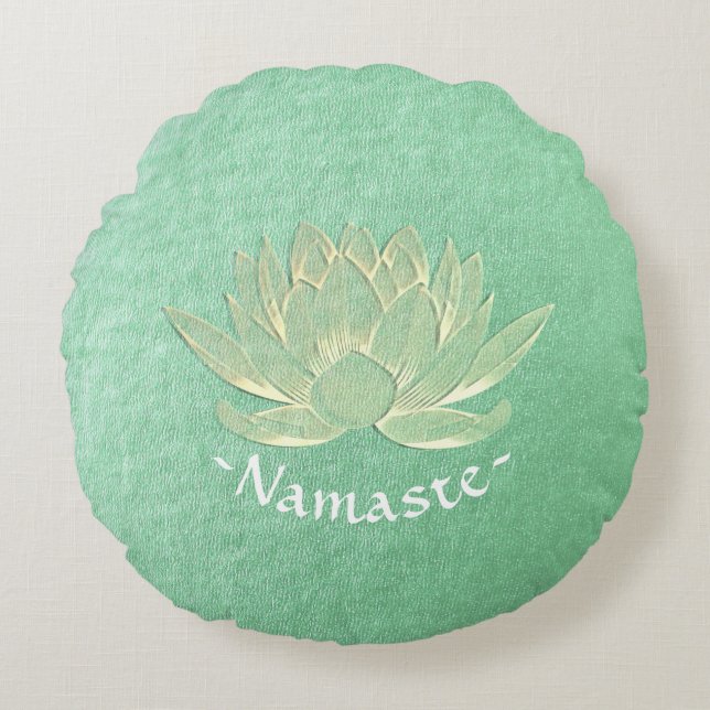 Green Gold Lotus Yoga Studio Meditation Instructor Rundes Kissen (Vorderseite)
