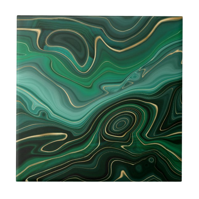Green Gold Malachite Gemstone Fliese (Vorderseite)