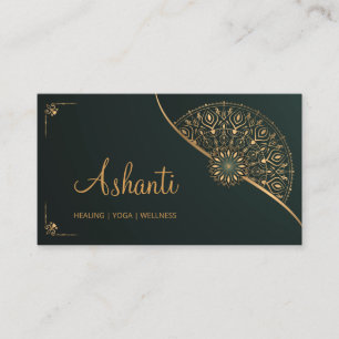 Green Gold Mandala Elegante Moderne Visitenkarte