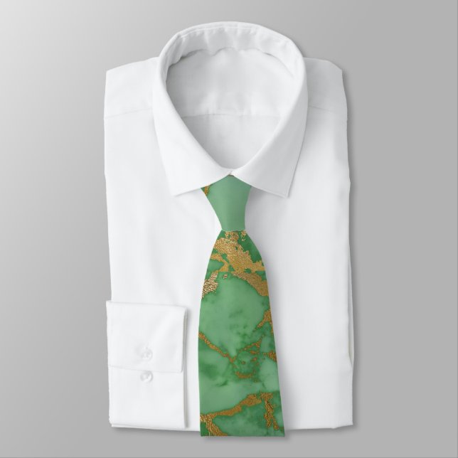 GREEN GOLD MARBLE ABSTRAKT PATTERKRAWATTE KRAWATTE (Gebunden)