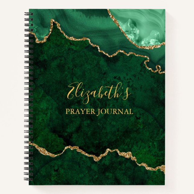 Green Gold Marble Agate Geode Prayer Journal Notizbuch (Vorderseite)