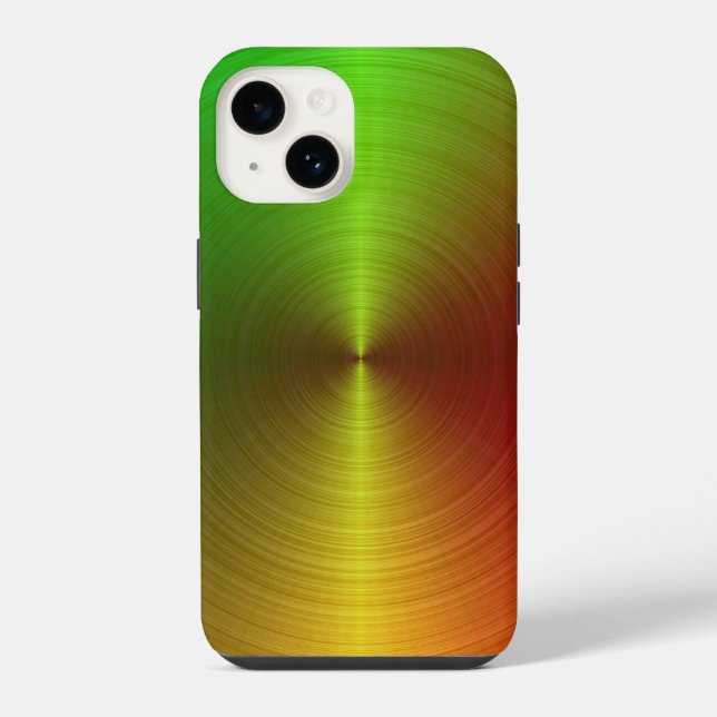 Green & Gold Metallic Vortex iPhone 14 Hülle (Rückseite)