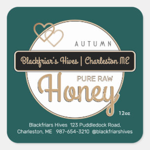 Green Gold Modern Script Honey aus Liebe Quadratischer Aufkleber