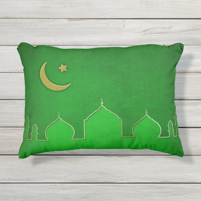 Green Gold Moschee Moschee Star Kissen Für Draußen (Vorderseite)