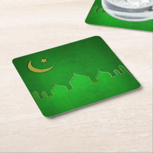 Green Gold Moschee Moschee Star Rechteckiger Pappuntersetzer