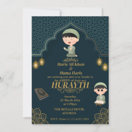 Green & Gold niedliche muslimische Kid Ameen Einla Einladung