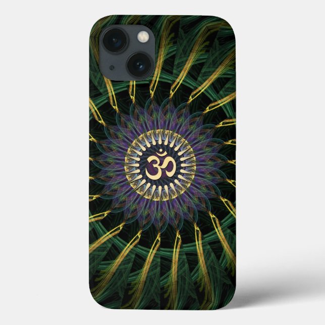 Green Gold Om Swirl New Age Case-Mate iPhone Hülle (Rückseite)