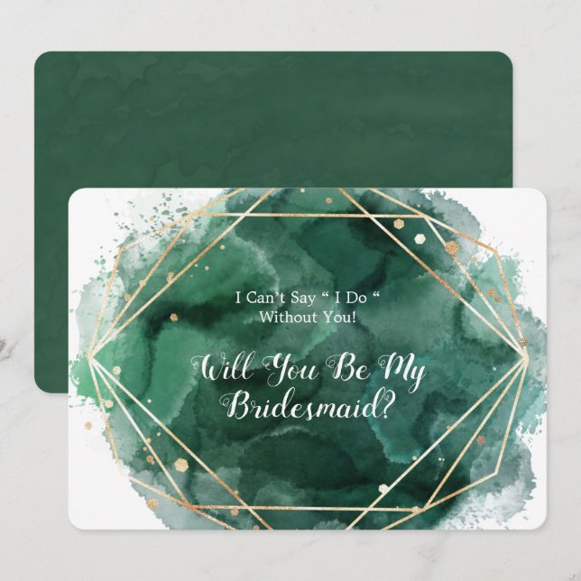 Green Gold Paint wird meine Bridesmaid sein Einladung (Vorne/Hinten)