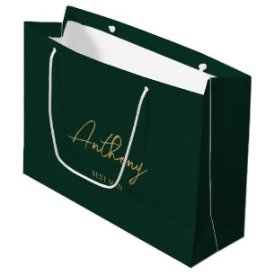 Green & Gold Personalisierte Hochzeitsgesellschaft Große Geschenktüte