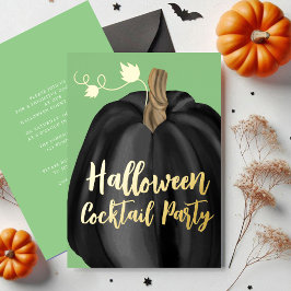 Green Gold Pumpkin Halloween Cocktail Party Folieneinladung