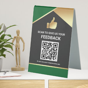 Green Gold QR-Code Kundenfeedback Bewertung Tischaufsteller