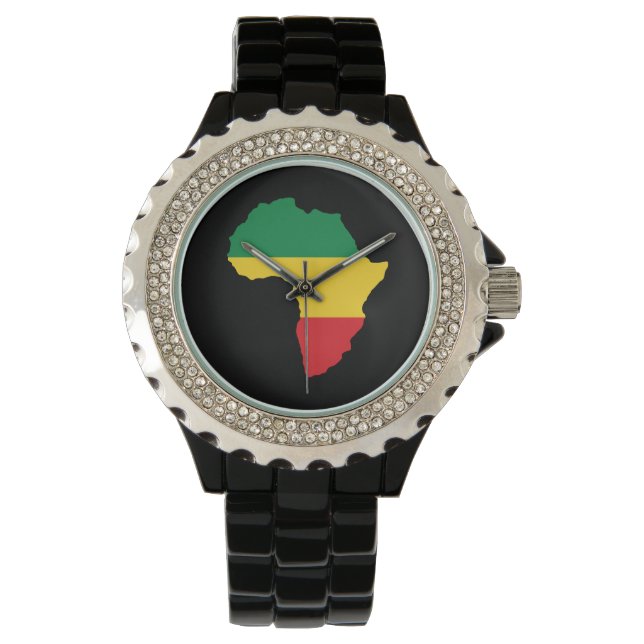 Green, Gold & Red Africa Flag Armbanduhr (Vorderseite)