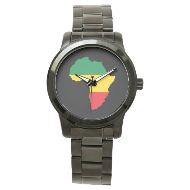 Green, Gold & Red Africa Flag Armbanduhr (Vorderseite)