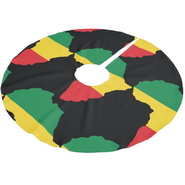 Green, Gold & Red Africa Flag Polyester Weihnachtsbaumdecke (Schrägansicht)