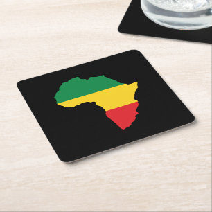 Green, Gold & Red Africa Flag Rechteckiger Pappuntersetzer