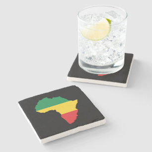 Green, Gold & Red Africa Flag Steinuntersetzer