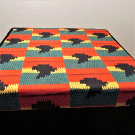 Green Gold Red Black Africa Kunsthandwerk Crochet  Wandteppich