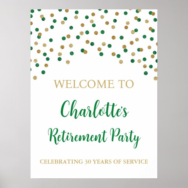 Green Gold Retirement Party Custom 18x24 Poster (Vorne)