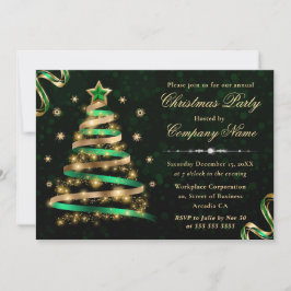 Green & Gold Ribbon Tree Weihnachten im Unternehme Einladung