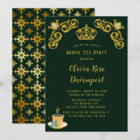 Green & Gold Royal Crown Damask Bridal Teezeremoni