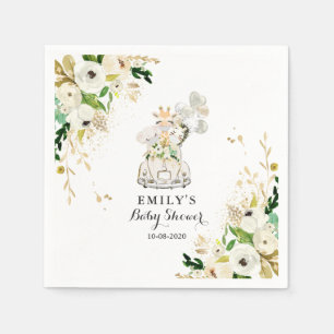 Green Gold Safari Animals Drive by Baby Shower Serviette